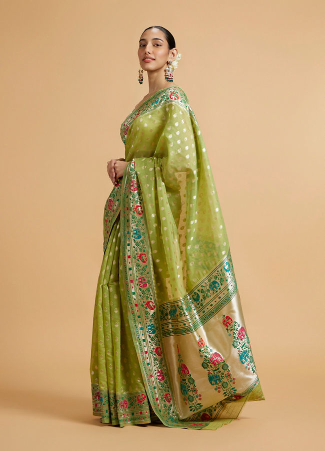 Mohey Women Pista Green Celestial Saree