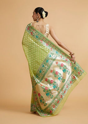 Mohey Women Pista Green Celestial Saree image number 4