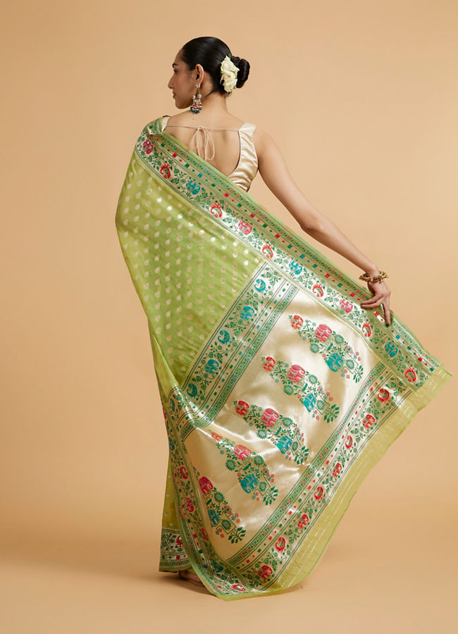 Mohey Women Pista Green Celestial Saree image number 4