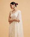Mohey Women Enchanting Dark Cream Organza Saree