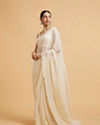 Mohey Women Enchanting Dark Cream Organza Saree