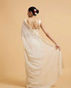 Mohey Women Enchanting Dark Cream Organza Saree