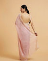 Mohey Women Baby Pink Floral Embroidered Saree with Pearl and Rhinestone Work