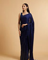 Mohey Women Indigo Blue Rhinestone Embellished Saree image number 2