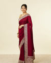 alt message - Mohey Women Royal Wine Doli Baraat Patterned Saree image number 3