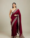 Mohey Women Royal Wine Doli Baraat Patterned Saree image number 0