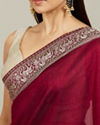 Mohey Women Royal Wine Doli Baraat Patterned Saree image number 3