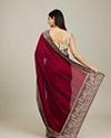 Mohey Women Royal Wine Doli Baraat Patterned Saree