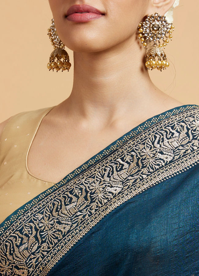 Mohey Women Teal Green Doli Baraat Patterned Saree