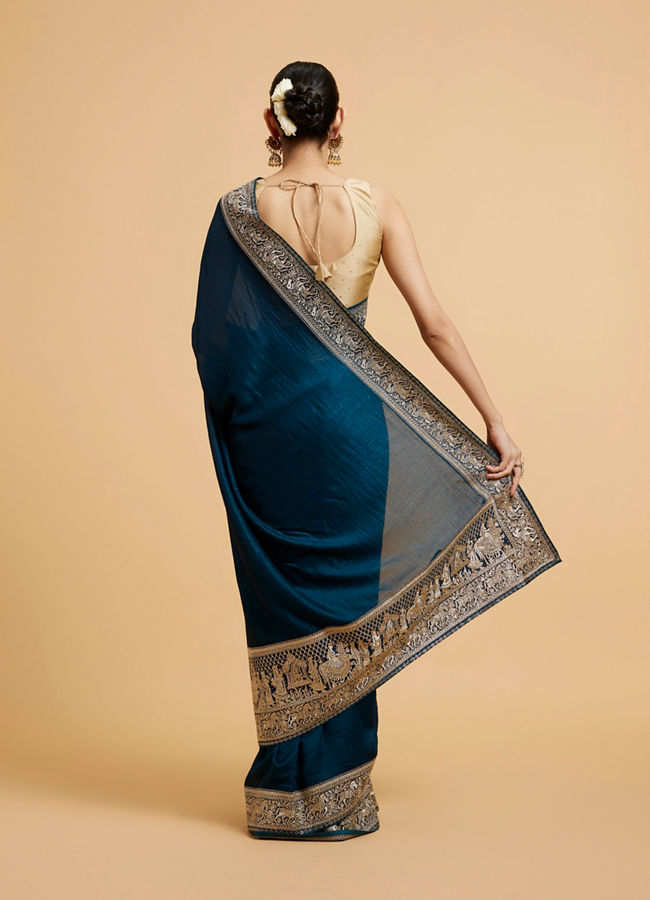 Mohey Women Teal Green Doli Baraat Patterned Saree