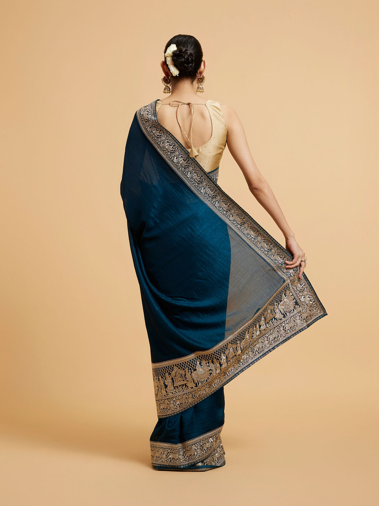 Mohey Women Teal Green Doli Baraat Patterned Saree