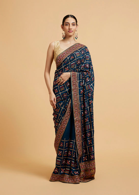 Mohey Women Glistening Blue Saree