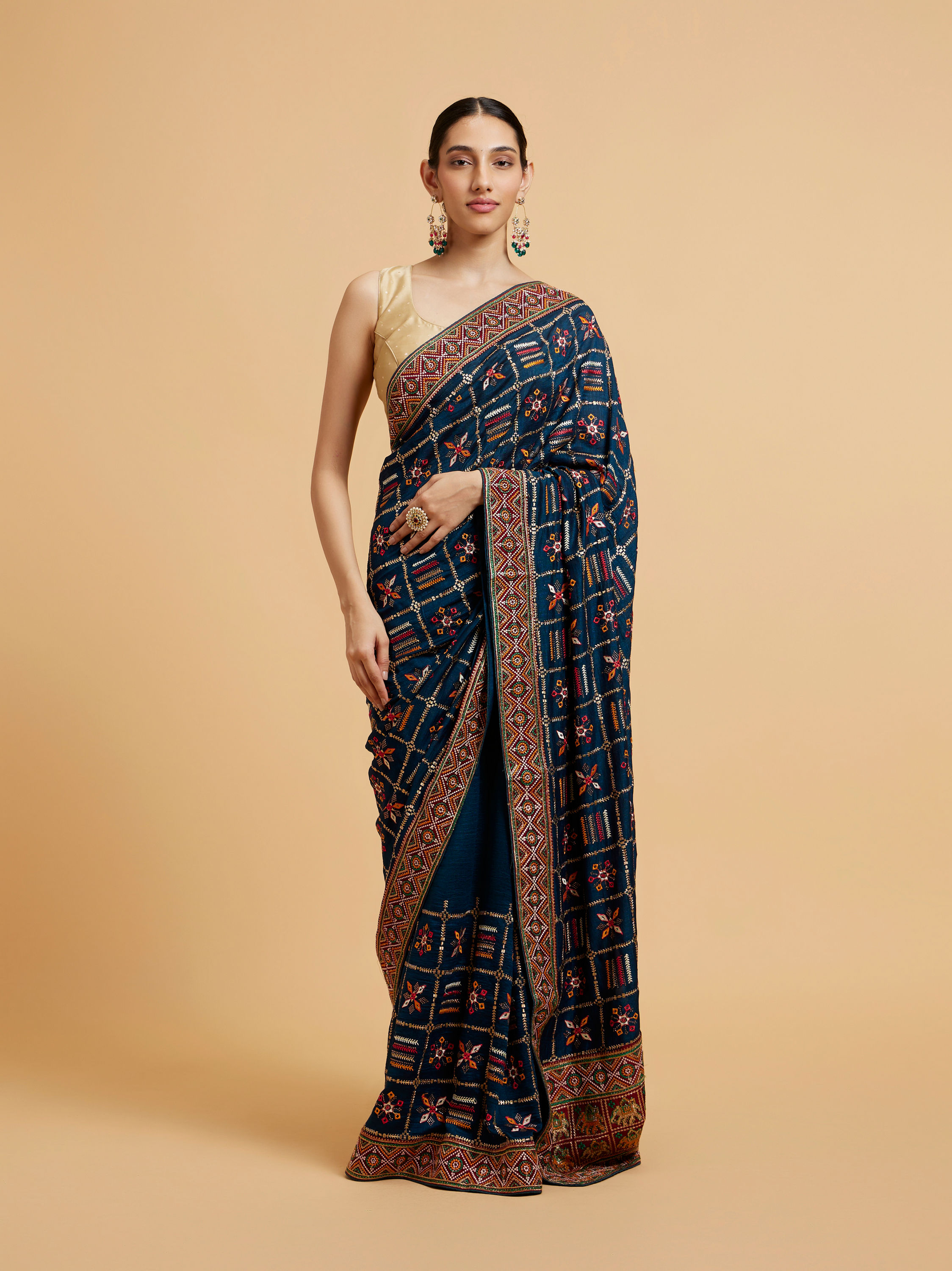 Mohey Women Glistening Blue Saree
