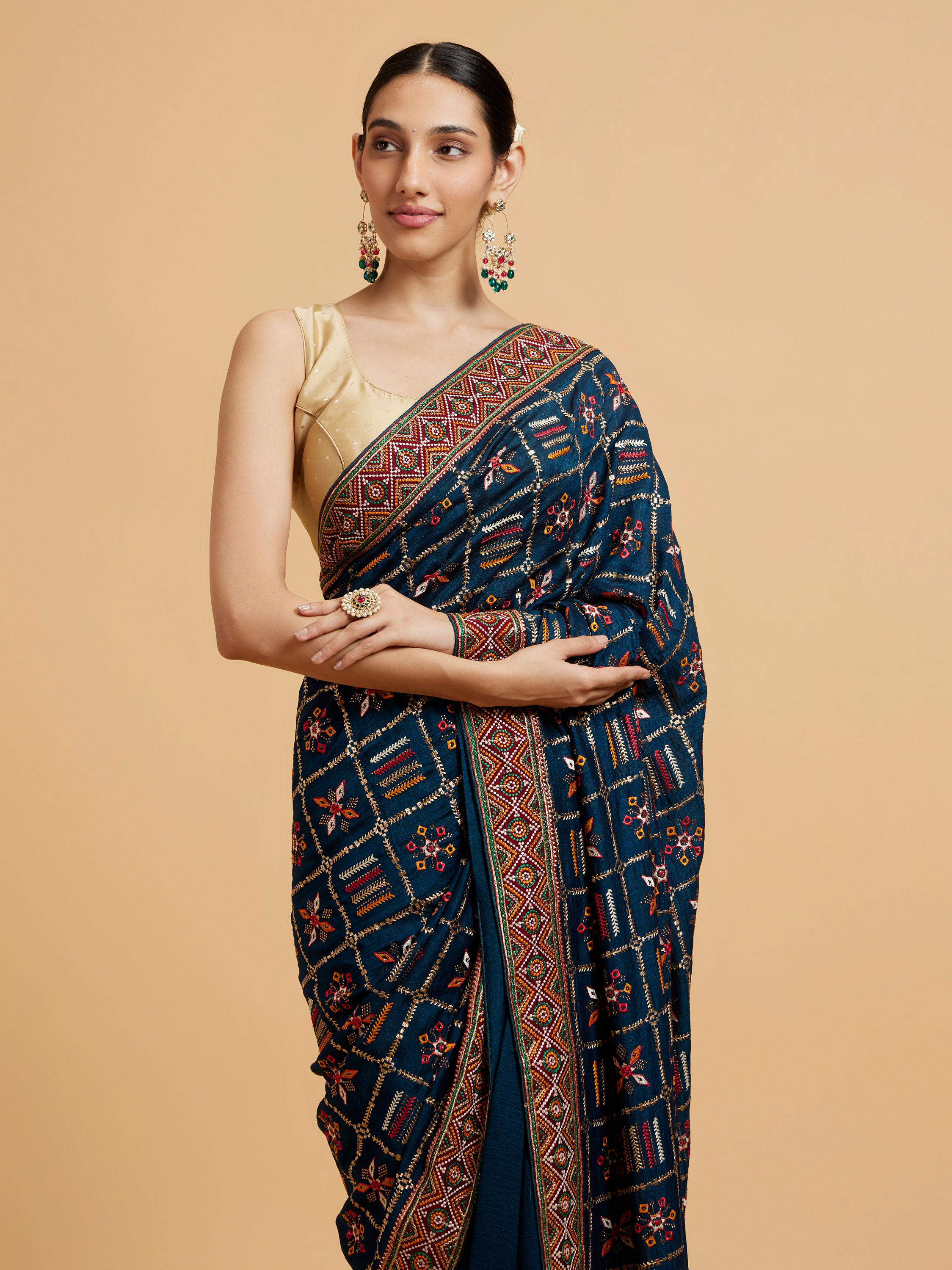 Mohey Women Glistening Blue Saree