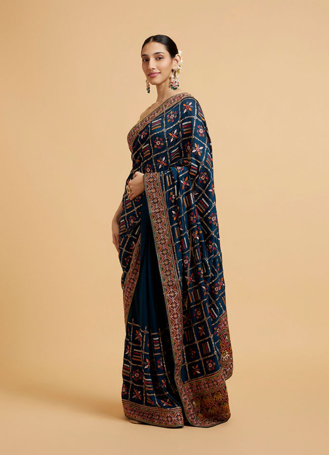 Mohey Women Glistening Blue Saree
