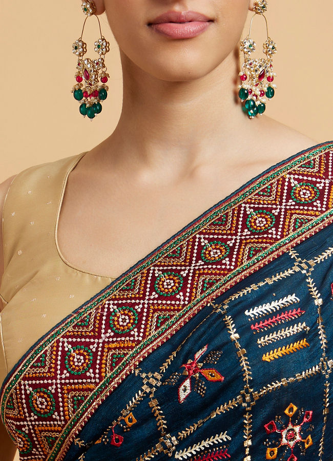 Mohey Women Glistening Blue Saree