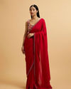 alt message - Mohey Women Splendid Red Rhinestone Embellished Saree image number 0