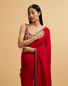 Mohey Women Splendid Red Rhinestone Embellished Saree