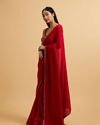 Mohey Women Splendid Red Rhinestone Embellished Saree