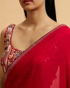 alt message - Mohey Women Splendid Red Rhinestone Embellished Saree image number 3