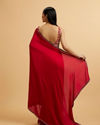 alt message - Mohey Women Splendid Red Rhinestone Embellished Saree image number 4