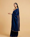 Mohey Women Teal Blue Rhinestone Embellished Saree