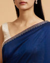 Mohey Women Teal Blue Rhinestone Embellished Saree
