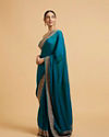 Mohey Women Rama Green Elegance Satin Saree