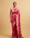 Rani Bandhani Print Jaal Patterned Saree