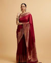 Wine Leaf and Floral Patterned Saree with Stone Work