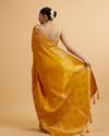 Mohey Women Mustard Yellow Leaf Patterned Saree with Stone Work