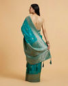 Mohey Women Rama Green Leaf Patterned Saree with Stone Work