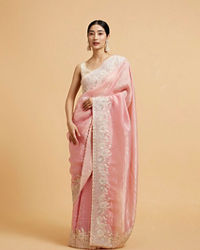 Mohey Women Enchanting Pink Elegance Saree