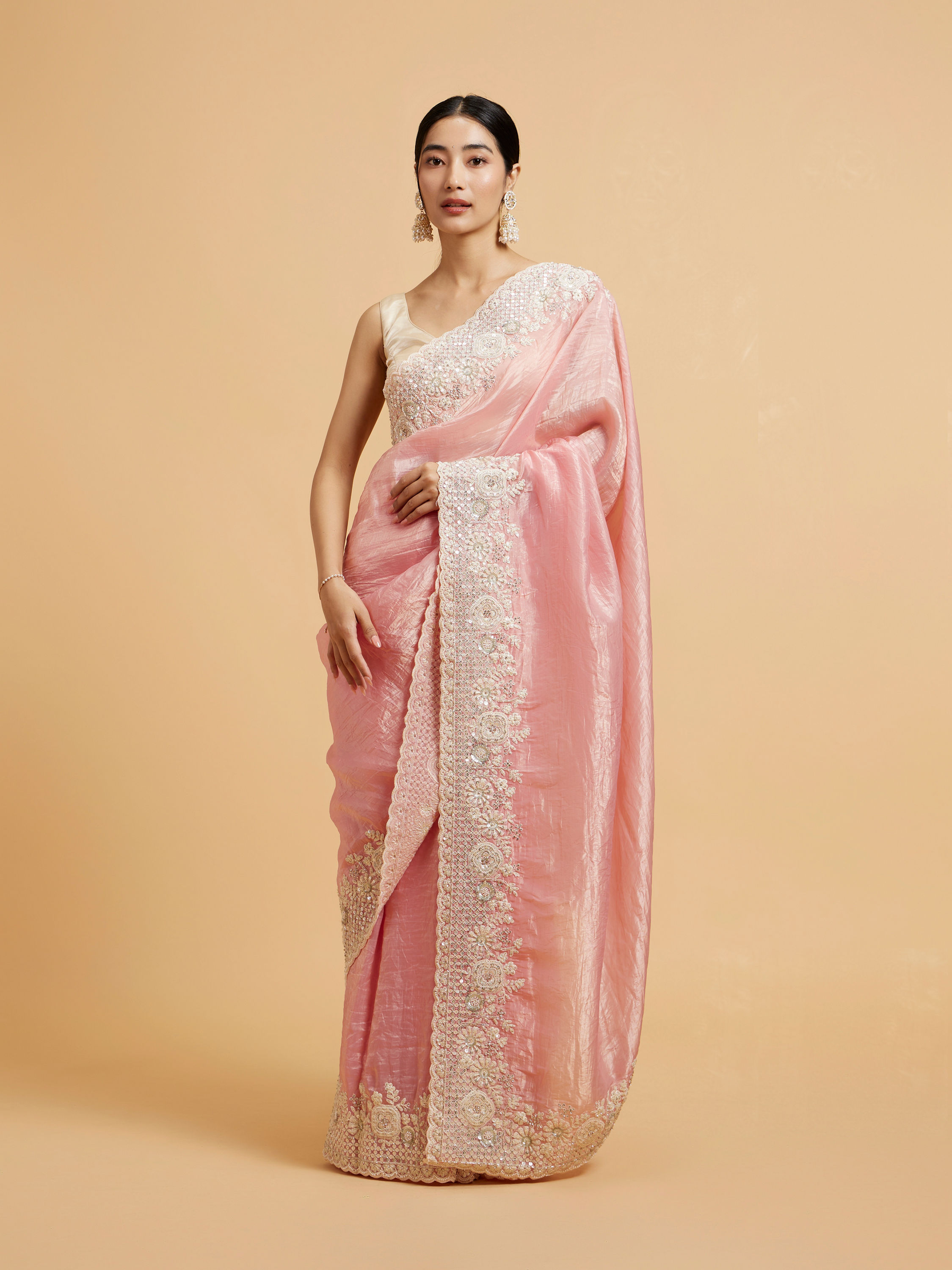 Mohey Women Enchanting Pink Elegance Saree