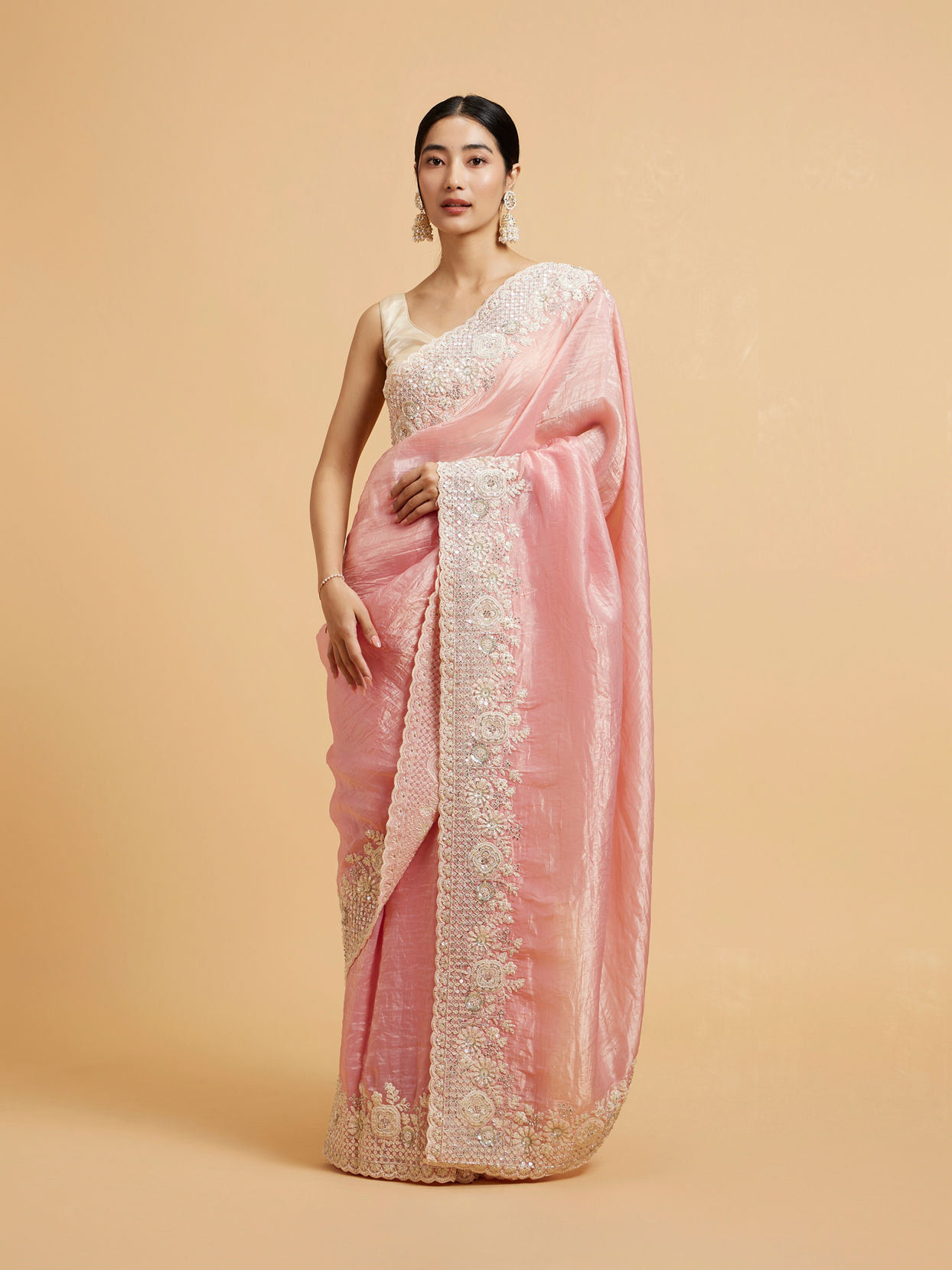 Mohey Women Enchanting Pink Elegance Saree image number 0