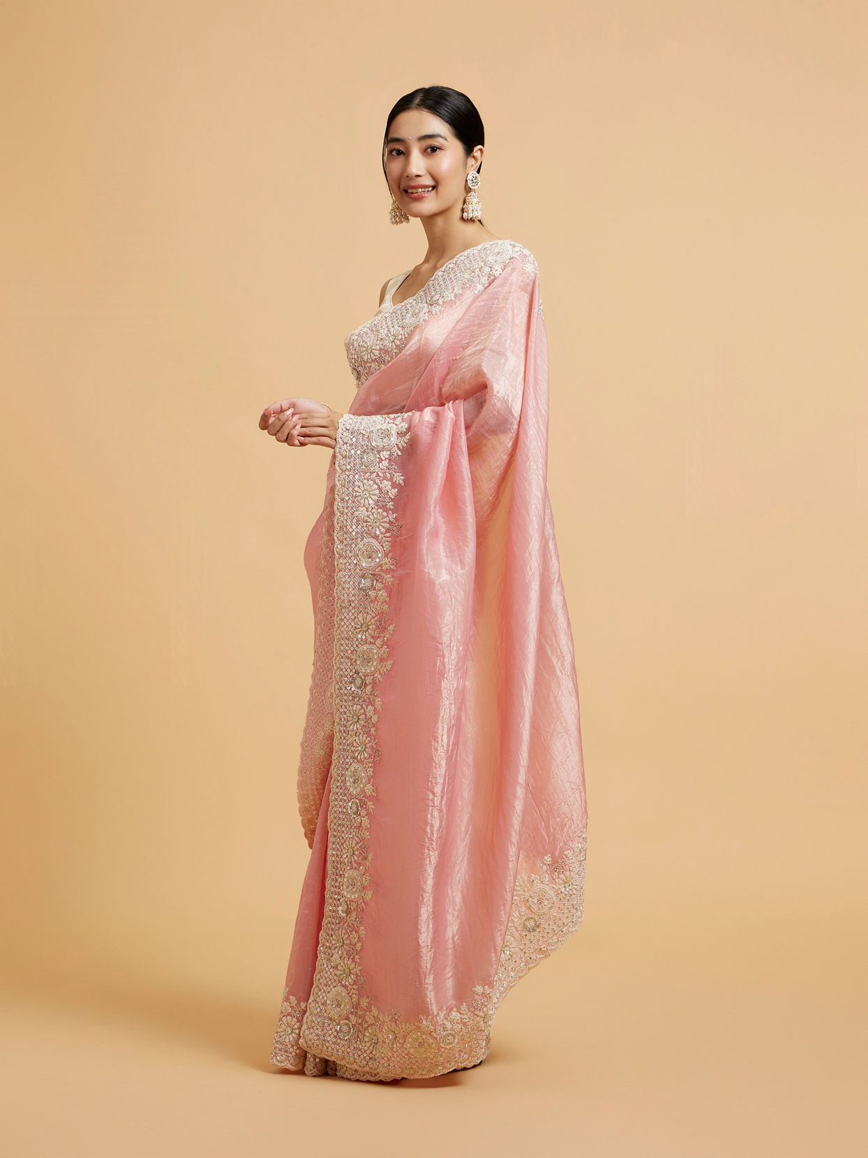 Mohey Women Enchanting Pink Elegance Saree