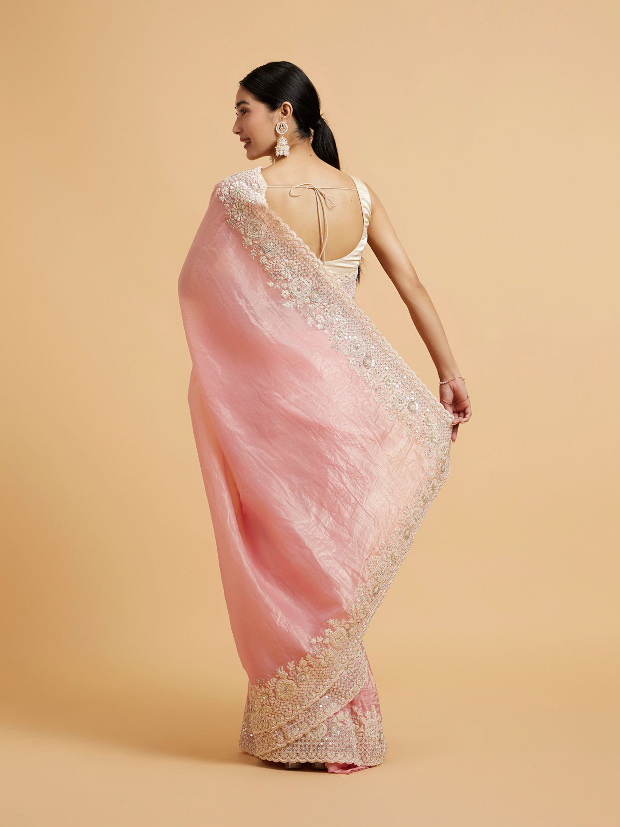 Mohey Women Enchanting Pink Elegance Saree