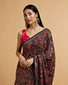 Mohey Women Teal Blue Paisley Embroidered Saree