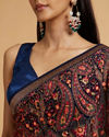 alt message - Mohey Women Dark Blue Paisley Embroidered Saree image number 3