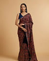 Dark Blue Paisley Embroidered Saree