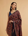 Mohey Women Dark Blue Paisley Embroidered Saree