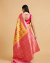 Mohey Women Sunshine Yellow Ogee Patterned Saree with Floral Medallions