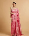 Mohey Women Light Pink Saree with Bel Buti & Linear Motifs in Zari Work