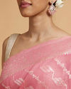 Mohey Women Light Pink Saree with Bel Buti & Linear Motifs in Zari Work