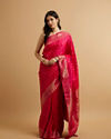 Rani Pink Floral Buta Patterned Saree
