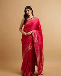 Mohey Women Rani Pink Floral Buta Patterned Saree