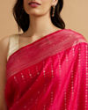 Mohey Women Rani Pink Floral Buta Patterned Saree