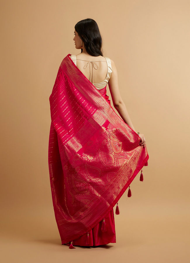 Mohey Women Rani Pink Floral Buta Patterned Saree