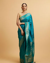 Mohey Women Rama Green Floral Buta Patterned Saree