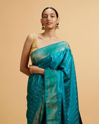 Mohey Women Rama Green Floral Buta Patterned Saree